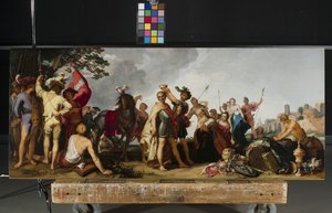 戴冠式のシーン（木に油彩） 作： Abraham Bloemaert