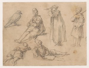 座っている男の子と立っている男の子 2 人 作： Abraham Bloemaert