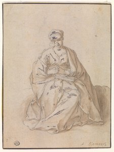 本を持って座っているマリア 作： Abraham Bloemaert