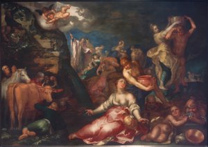 岩から水を出すモーゼ 作： Abraham Bloemaert