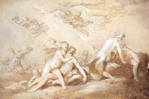 ネプチューンとアンフィトリテ（ペン・インク） 作： Abraham Bloemaert