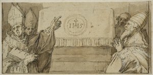 祭壇の前に立つ4人のラテン教父たち 作： Abraham Bloemaert