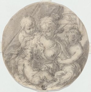 幼子キリストを抱くマドンナ、洗礼者ヨハネともう一人の幼子（カリタス） 作： Abraham Bloemaert
