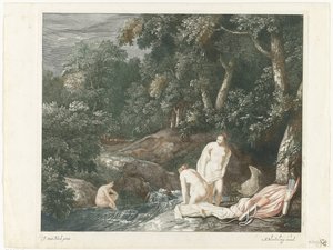 川で水浴びをするダイアナとニンフたち 作： Abraham Bloteling