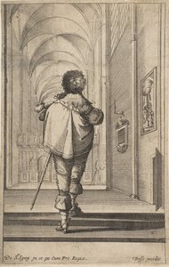 教会に入って後ろから見た紳士。 1629年。 作： Abraham Bosse