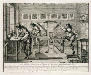 フランスの印刷機、1642 作： Abraham Bosse