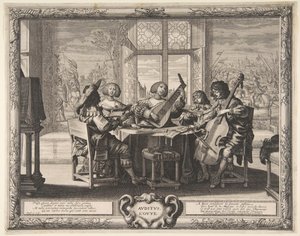 聴覚、約。 1638年。 作： Abraham Bosse