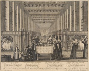 慈善病院の診療所1639。 作： Abraham Bosse