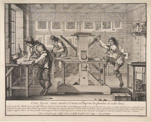 凹版プリンター、1642年。 作： Abraham Bosse