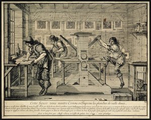 彫刻家のワークショップ、1642 作： Abraham Bosse