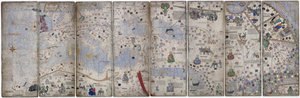 カタロニア語アトラスの4つのベラム葉、1375 作： Abraham Cresques