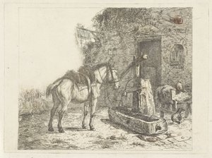 旅館の前の馬 作： Abraham Hendrik Winter