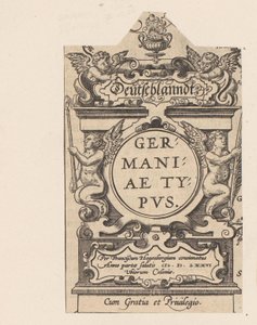 Cartouche met vier putti Cartouche van een kaart van Duitsland ドイツ ドイツのタイプ (オブジェクトのタイトル) Theatrum Orbis Terrarum（シリーズタイトル） 作： Abraham Hogenberg
