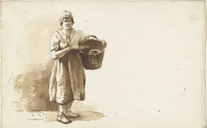 彼女の腕の下にバスケットを持つ女性の習作 作： Abraham Johannes Ruytenschildt
