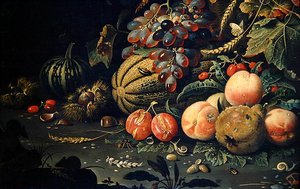果実」（油彩・キャンバス）（278970のディテール） 作： Abraham Mignon