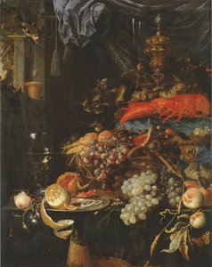 果物とロブスターと金木犀の静物画 作： アブラハム・ミニョン