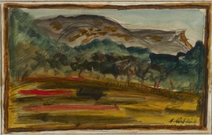 風景（紙に水彩、鉛筆） 作： Abraham Mintchine