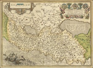 1584年地図 - ペトロ・ライクスタインが作成した聖地と、クリスティアノ・シュロットが作成した地図 作： Abraham Ortelius
