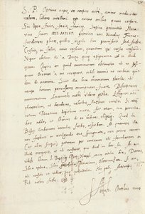 1595年2月2日、アントワープ、甥のヤコブ・クール（ヤコブス・コリウス）に宛てたサイン入り自筆書簡（紙にペンとインク 作： Abraham Ortelius