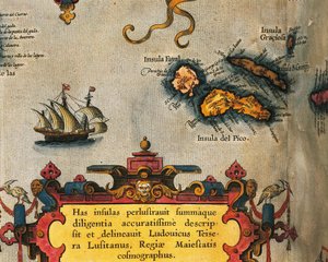 エイブラハム・オルテリウスの『Theatrum Orbis Terrarum』によるアゾレス諸島の地図