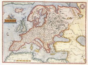 ヨーロッパの地図、1587 作： Abraham Ortelius