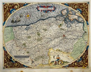 アブラハム・オルテリウスの『Theatrum Orbis Terrarum』からのフランドル地方の地図 作： Abraham Ortelius