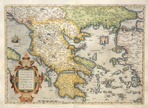アブラハム・オルテリウス「Theatrum Orbis Terrarum」よりギリシャの地図 作： Abraham Ortelius