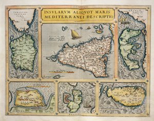 地中海の島々の地図 作： Abraham Ortelius