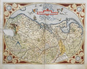 アブラハム・オルテリウスの『Theatrum Orbis Terrarum』からのオランダの地図。 作： Abraham Ortelius