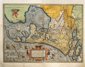 アブラハム・オルテリウスの『Theatrum Orbis Terrarum』からのオランダの地図。 作： Abraham Ortelius