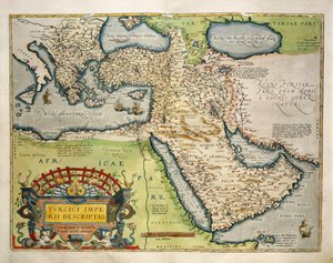 アブラハム・オルテリウスの「Theatrum Orbis Terrarum」からトルコの地図。 作： Abraham Ortelius
