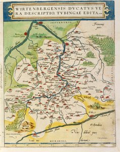 アブラハム・オルテリウスの『Theatrum Orbis Terrarum』からのヴュルテンベルク州の地図 作： Abraham Ortelius
