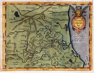 メキシコ湾（グアステカン）の地図、1570年のエルナンド・デ・ソト探検隊による（版画）