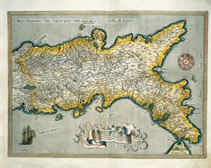 アブラハム・オルテリウスの『Theatrum Orbis Terrarum』からのイタリア・ナポリ王国の地図。