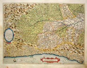 アブラハム・オルテリウスの『Theatrum Orbis Terrarum』によるイタリア・ピエモンテ州の地図。