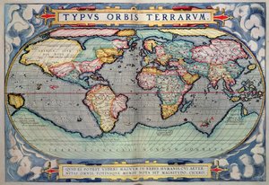 アントワープの「Theatrum Orbis Terrarum」の世界地図 作： Abraham Ortelius