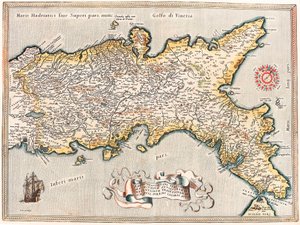 Regnii Neapolitani verissima secundum antiquorum and recentiorum traditionem descriptio, Pyrrho Ligorio auct.アブラハム・オルテリウスの "Theatrum Orbis Terrarum "によるイタリア・ナポリ王国領の地理図（Oertel, Ortell or Ortel