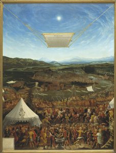 Caius Mucius Scaevola (524-480 avant JC) devant Porsena, roi de Clusium - Mucius Scaevola before Porsenna, Schopfer, Abraham (Active of Mid of 16th century).木に油彩 作： Abraham Schöpfer