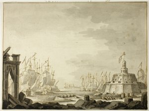 マルタ、バレッタ港 作： Abraham Storck