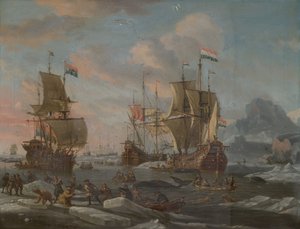 オランダの捕鯨船団、16901700。 作： Abraham Storck