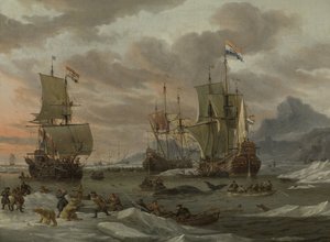 北極海の捕鯨場 捕鯨場 作： Abraham Storck