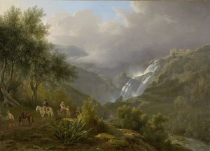 チボリのカスケード、嵐の接近、1824年 作： Abraham Teerlink