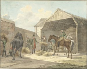1813年、ガルド・ドヌールへの干し草の配布 作： Abraham Vinkeles