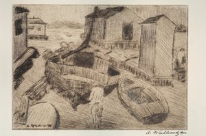 ストリート シーン、建物、またはポートレート、1900 年。 作： Abraham Walkowitz