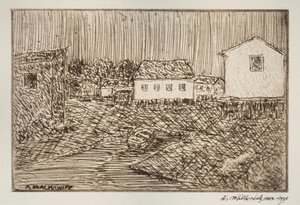ストリート シーン、建物、または肖像画、1902-1905 年。 作： Abraham Walkowitz