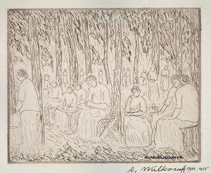 2 本の木の下で、1900 年から 1925 年。 作： Abraham Walkowitz