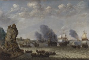 スペイン人と上陸するオランダ人との間の海岸近くの戦い