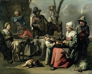 井戸の農民家族 作： Abraham Willemsens