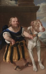 ザクセンのイタリアのドワーフ選帝侯、ジャコモ・ファヴォルキとマグダラの王女シビル犬、ラロ 作： Abraham Wuchters