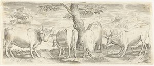 牛、雄牛、牛 動物（シリーズタイトル） 作： Abraham de Bruyn (possibly)